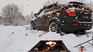 WINTER RIVER BEACH.MEAT DINNER IN ROAD TO St.Petersburg. ЗИМНИЙ БЕРЕГ ВОЛГИ. ШАШЛЫК ПО ДОРОЕ В ПИТЕР