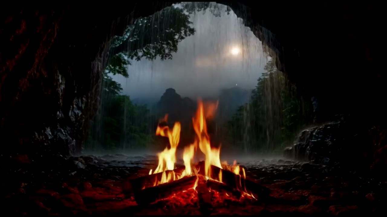 10 Hours Cozy Campfire in the Hidden Cave