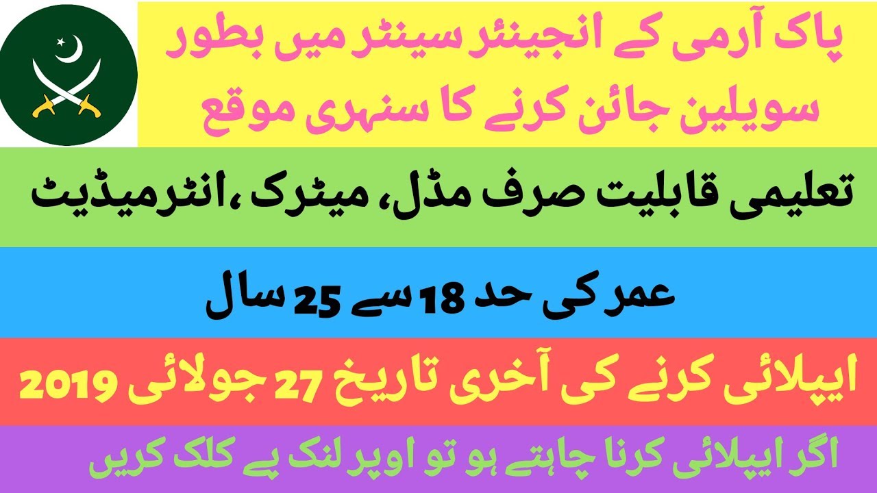 Join Pak Army Jobs 2019 in Engineer Center Risalpur KPK