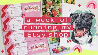 A Week of Running my Etsy Shop Ep 2! Designing Business Cards and Painting More pets