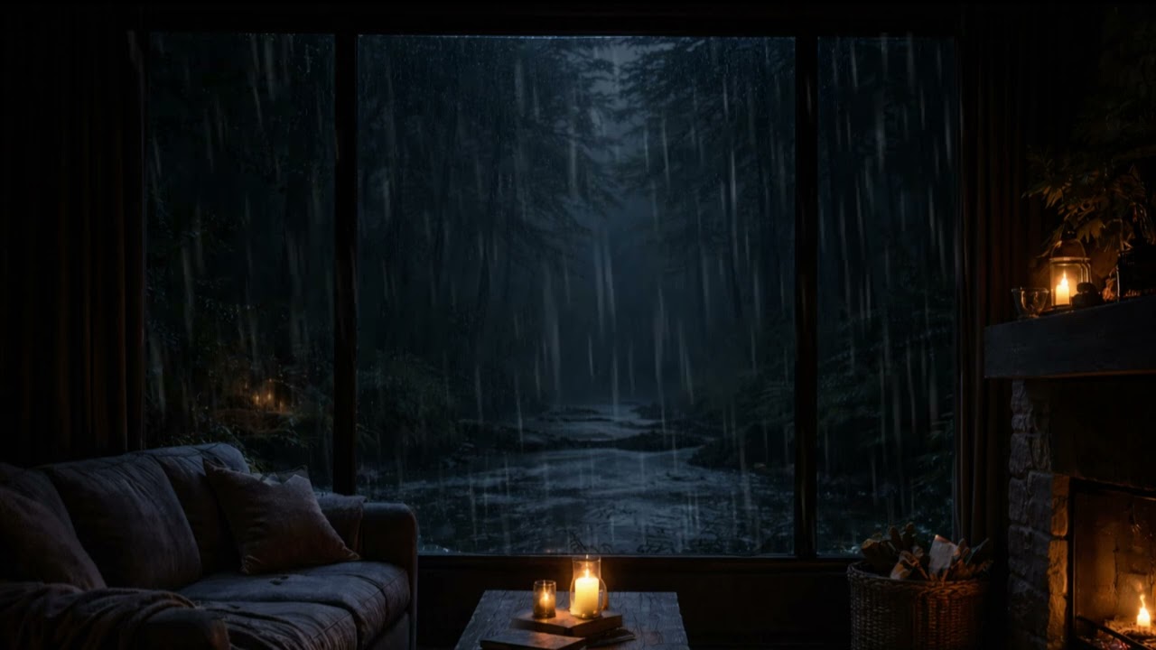 10 Hours Rainy Forest Night 🌧️⚡ | Soft Thunder for Deep Sleep, No Musi