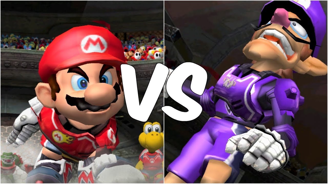 Mario Strikers Charged - Mario vs Waluigi - Wii Gameplay (720p60fps)