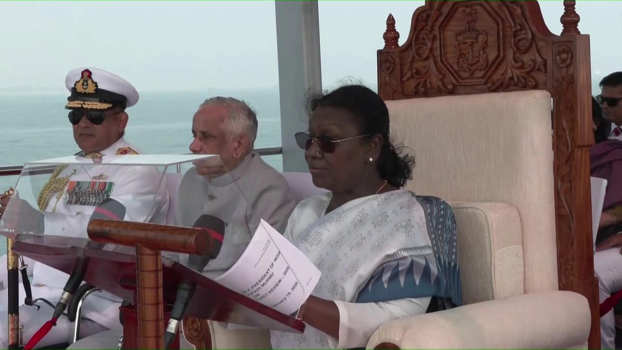 President Murmu witnesses the International Fleet Review 2026 at Visakhapatnam, Andhra Pradesh