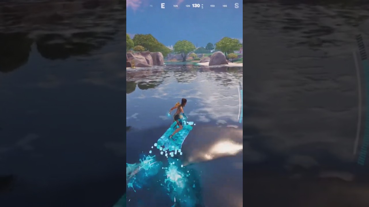 travel distance on water 💧 using Surf Cube Fortnite 