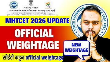 MHT CET 2026🚨🚨| OFFICIAL PCM & PCB WEIGHTAGE DECLARED BY CET CELL😱🔥| #mhtcet2026 BIG UPDATE🚨🚨