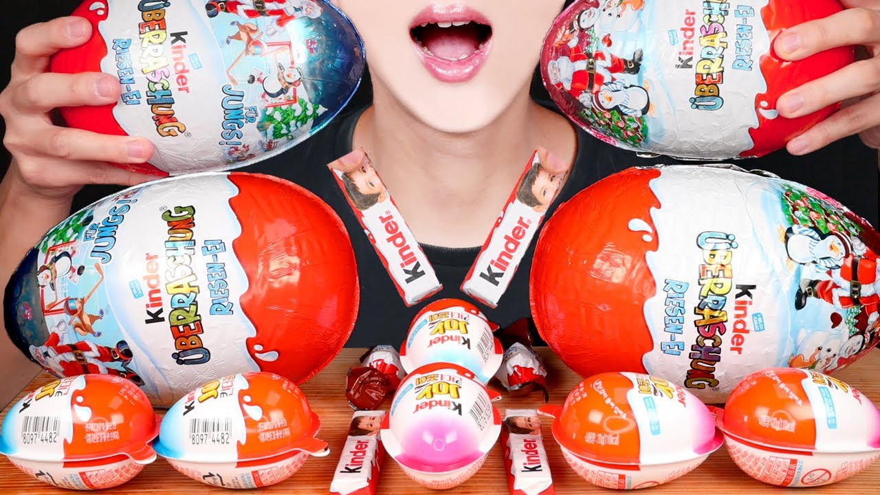 ASMR KINDER SURPRISE JOY EGG CHOCOLATE PARTY MUKBANG 