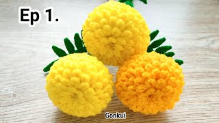 ❤Ep1. Flowers step1 | Easy Crochet Marigold flower | Crochet Flower Bouquet #crochetflower #crochet