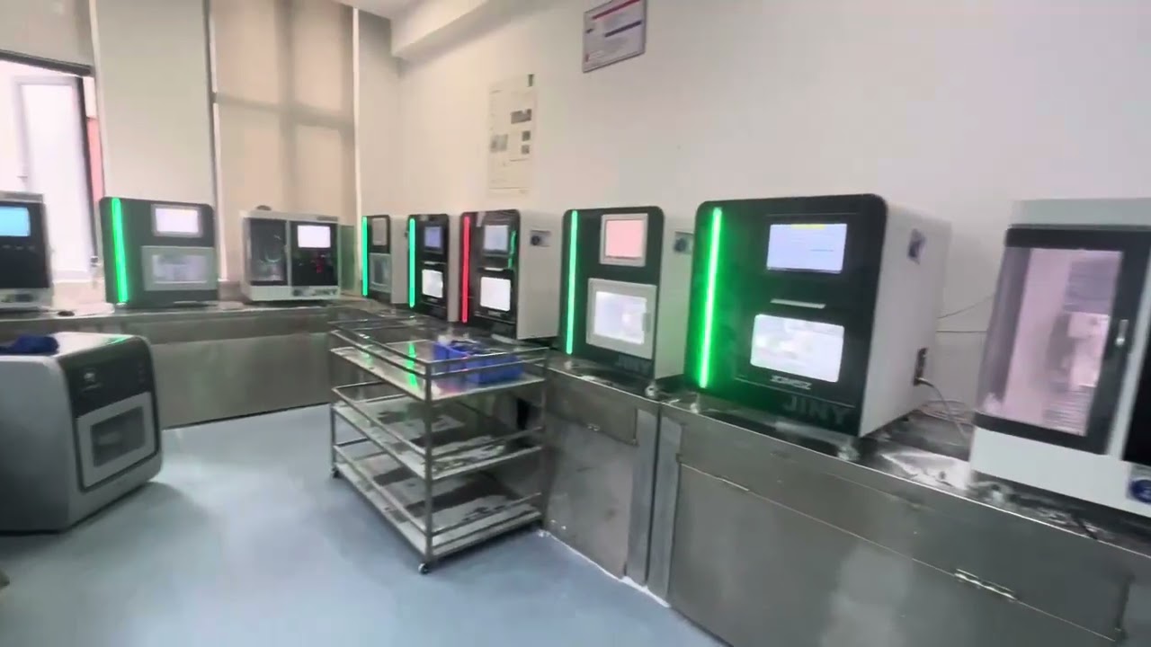 Jiny Dental milling machines in a Chinese dental laboratory