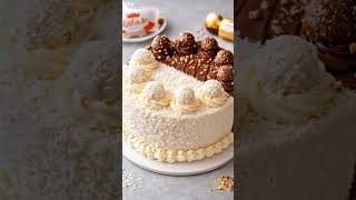✨ Half Raffaello x Half Ferrero Rocher Cake 🍰🤍🍫Can’t choose between coconut and chocolate?