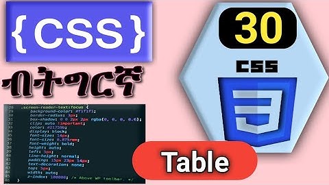#30 CSS Table ብትግርኛ | Learn CSS  in Tigrinya Language.
