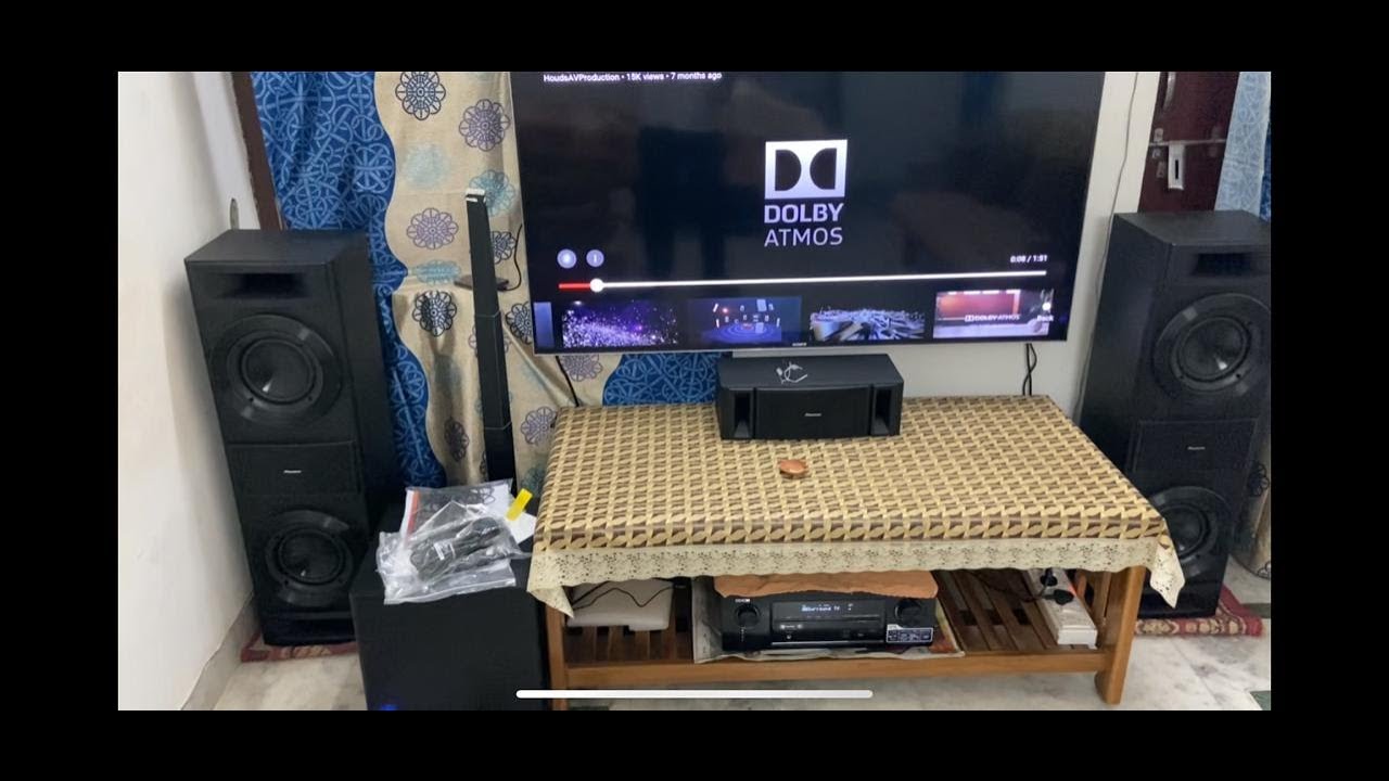 Denon AVR1400 &  POINEER SRS-88TB 5.1 & 7.1 Dolby Atmos with 4K Playback Sound check || Cost -90k