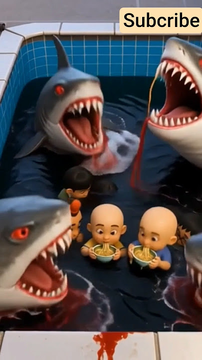 Masuki kolam hiu mereka #upinipin #trending #shortsfeed #lucu #kartun #celana pendek