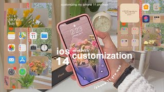 customizing my iphone 11 pro max 🌿 ios 14 | widgets (how to have an aesthetic phone)