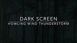 ⛈️ Dark Screen Howling Wind Thunderstorm Sound - 1 hour Rain Sounds for Sleep ⚡