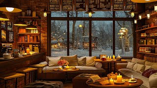 A Warm Night at Cozy Coffee Shop Ambience with Smooth Piano Jazz Background Music for Relax, Work