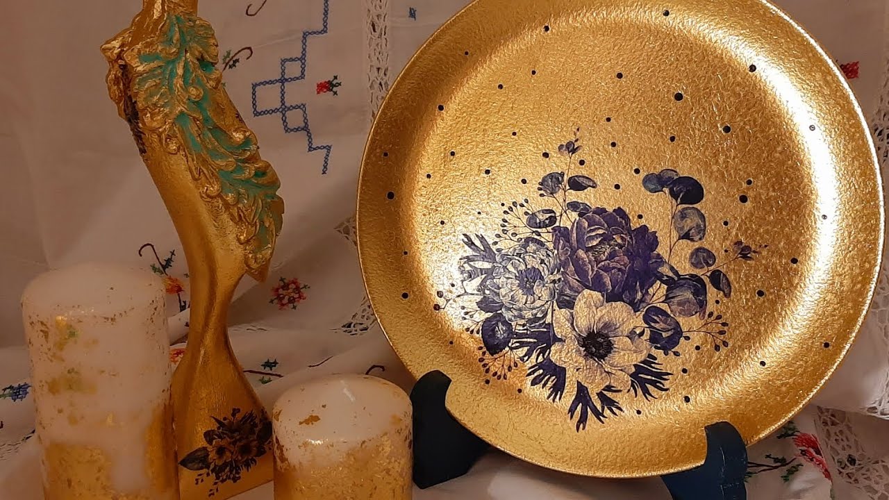 Gold leaf is my whole passion - Decoupage on Glass.