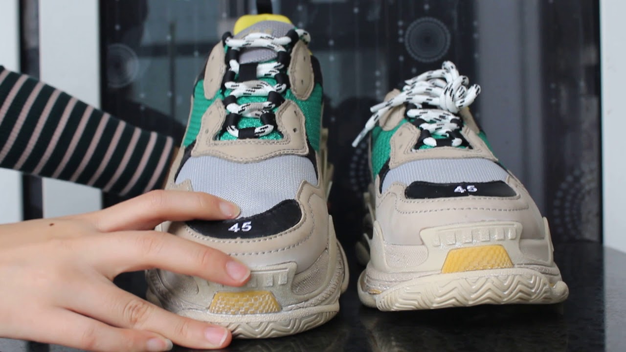 green and yellow balenciaga triple s