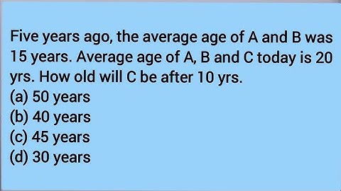 Five years ago, the average age of A and B was 15 years. Average age of A, B and C today is 20 yrs