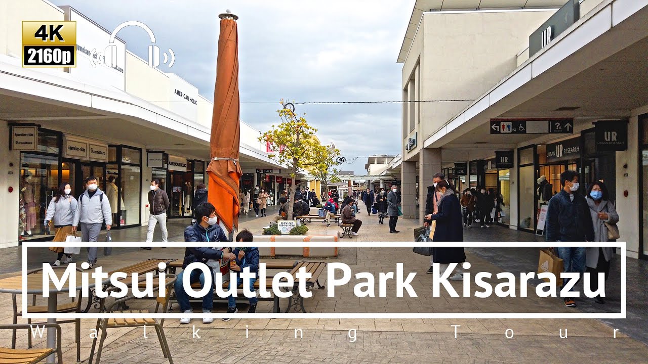 [4K/Binaural] Food Court \u0026 Mitsui Outlet Park Kisarazu Walking Tour - Chiba Japan