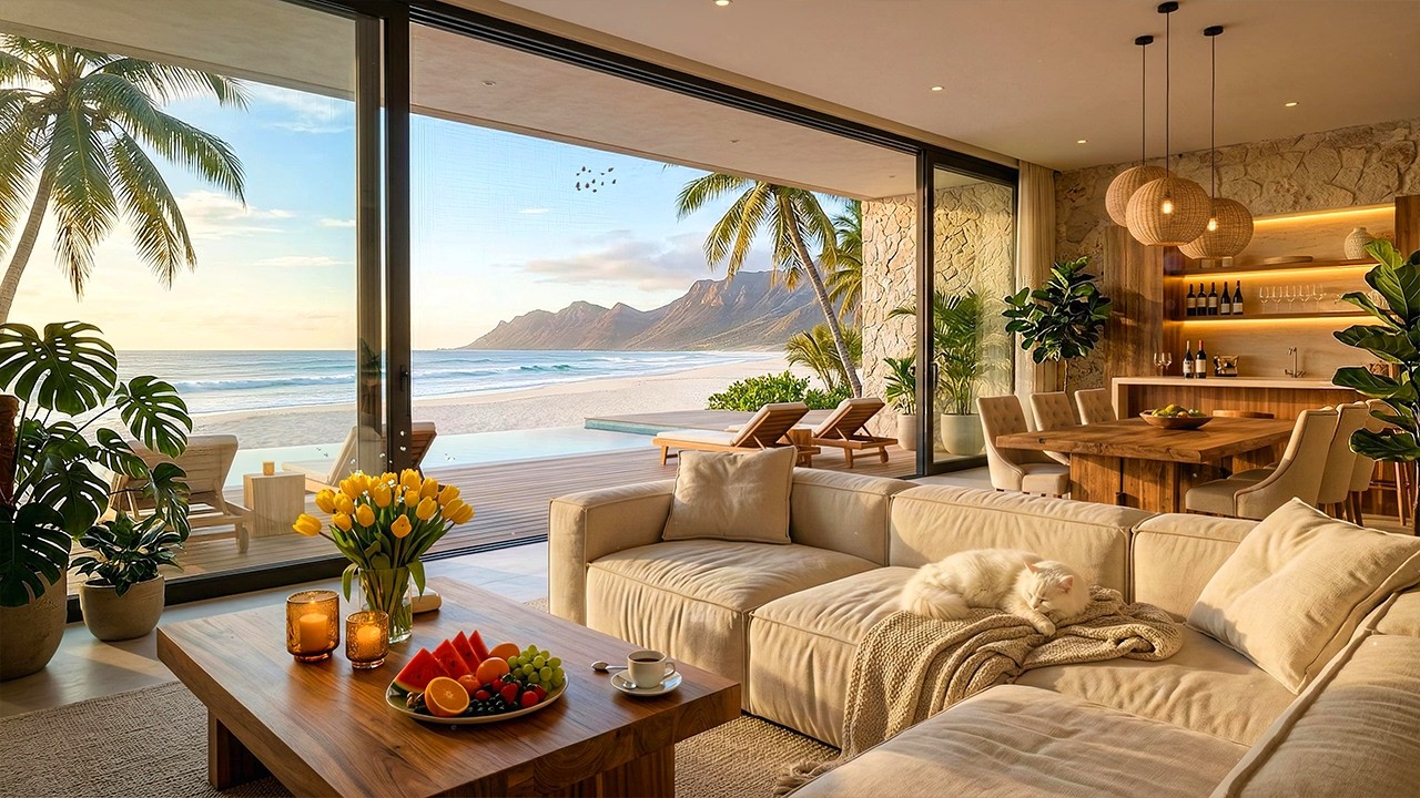 Peaceful Beachfront Jazz to Quiet Mind | Elegant Jazz Piano with Ocean Waves to Good Day