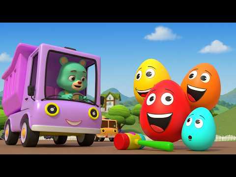 Wheels on the Bus & Surprise Eggs | Learn Colors with Cars | Kids Songs Compilation