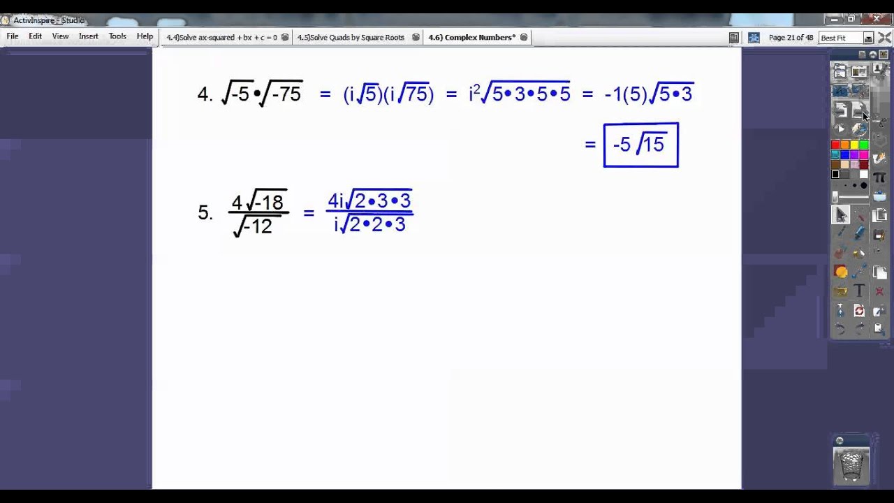 Complex Numbers - Section 4.6