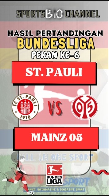 ST. PAULI vs MAINZ 05 Hasil Pertandingan BUNDESLIGA Pekan ke-6 Liga ...