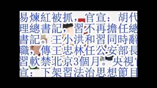 合集：易炼红被抓，官宣：胡代理总书记，习不再担任总书记。王小洪和习同时辞职，传王忠林任公安部长。放鞭炮：除夕官宣下台，习软禁北京3个月。央视官宣：下架习法治思想节目。