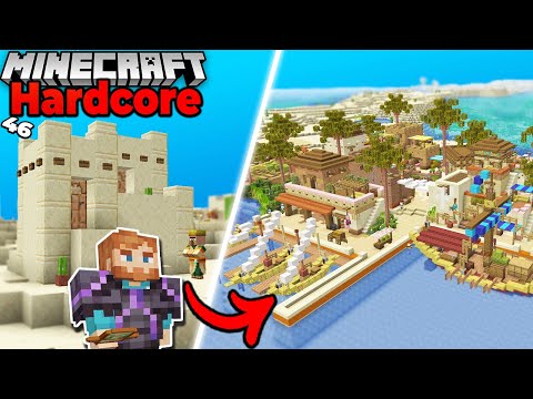 I Built a MEGA DESERT VILLAGE in Hardcore Minecraft 1.20 Survival Let's Play