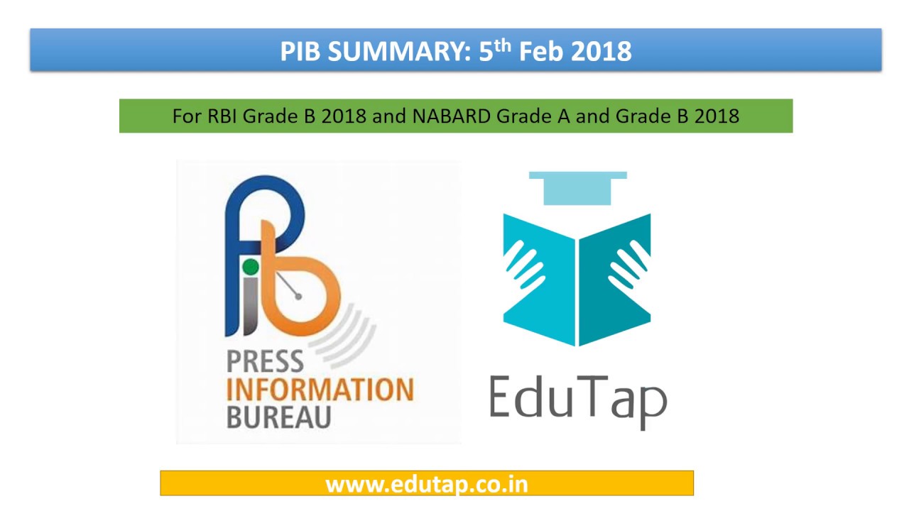 PIB Analysis and Summary for 5th Feb 2018 for RBI and NABARD 2018