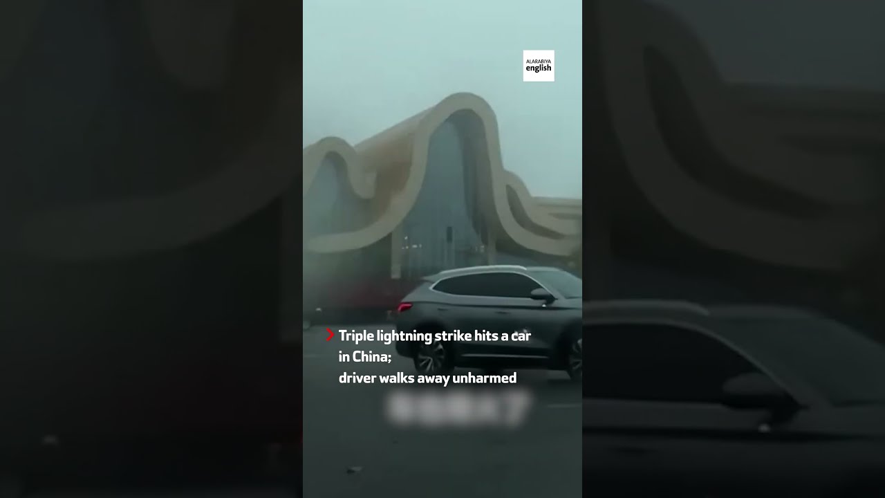 Triple Lightning Strike Hits Car In China