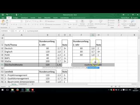 4.c gewichteter Mittelwert, SUMME, SUMMENPRODUKT