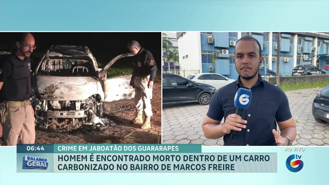 Homem é encontrado morto dentro de um carro carbonizado no bairro de Marcos Freire