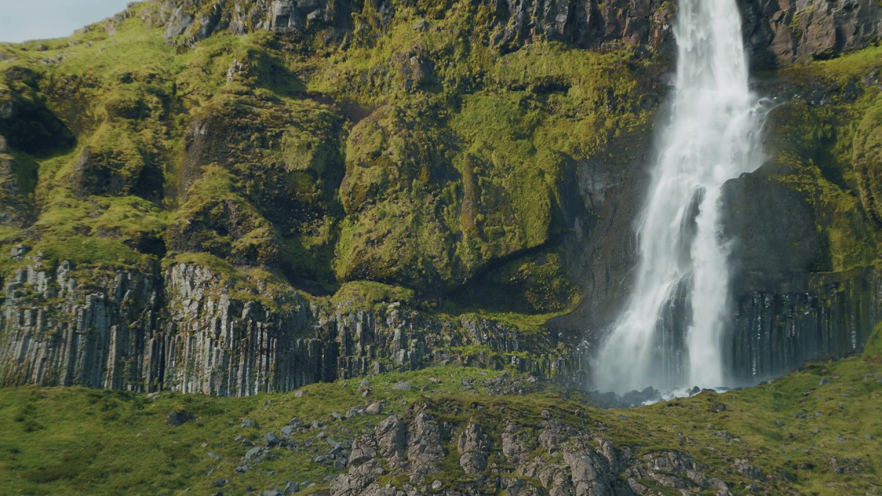 Bjarnarfoss Waterfall Iceland- Relaxing Waterfall, Nature Sounds, Ambience. Relax | Study | Sleep — Bjarnarfoss — video poster