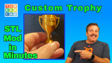 Modify a Thingiverse Trophy STL Tinkercad Curved Text Beginner Steps