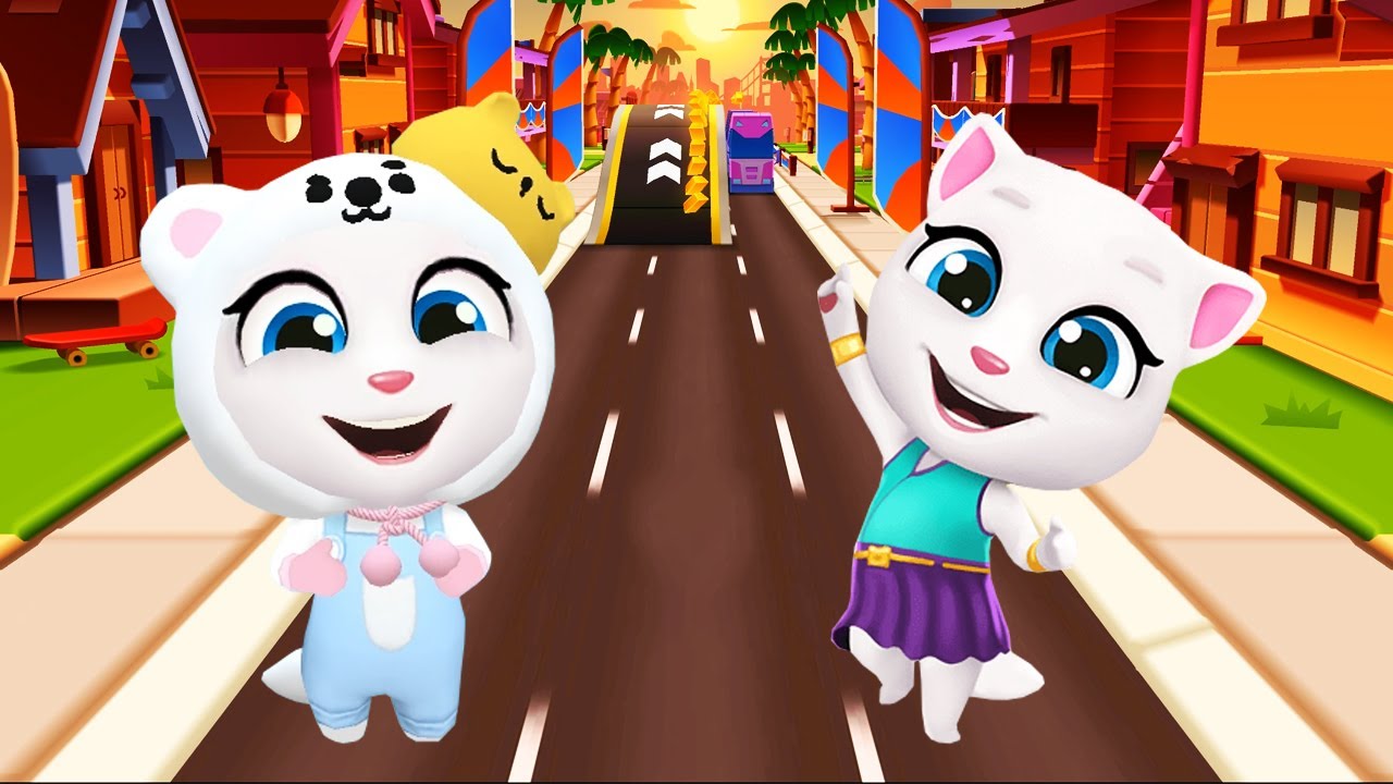 Polar Bear Angela Gold Run Vs Neon Angela Gold Run - Talking Tom Gold Run