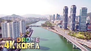 4K🇰🇷 FLYING OVER BUSAN KOREA DRONE VIDEO | 부산의 아름다운 풍경을 드론으로 촬영한 환상적인 영상이에요 광안대교 수영만요트경기장 마린시티 유엔묘지