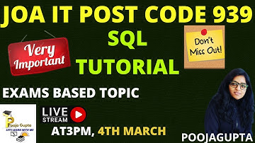 SQL IN  RDBMS   /  HPJOA(IT)  / JOA(IT) CRASH COURSE  -939 /  HPJOA(IT) / BY POOJA