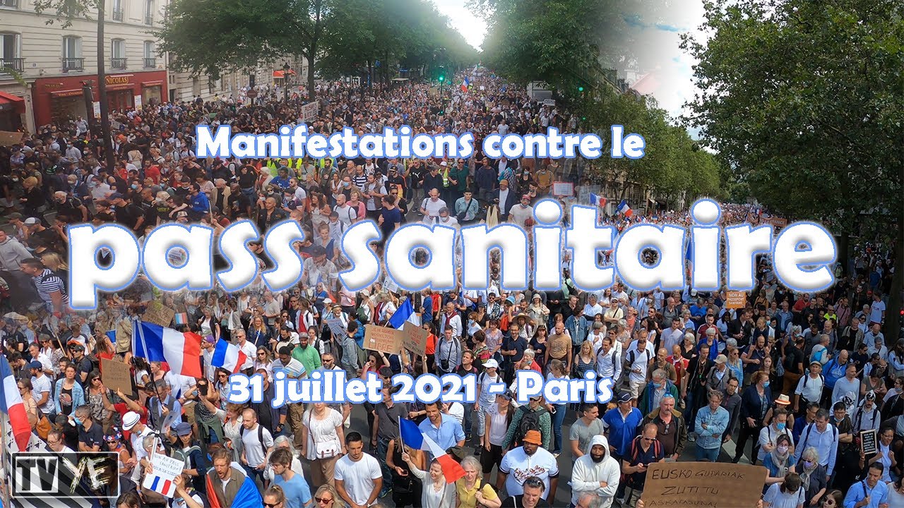 Vue d'ensemble des deux manifestations contre le pass sanitaire à Paris