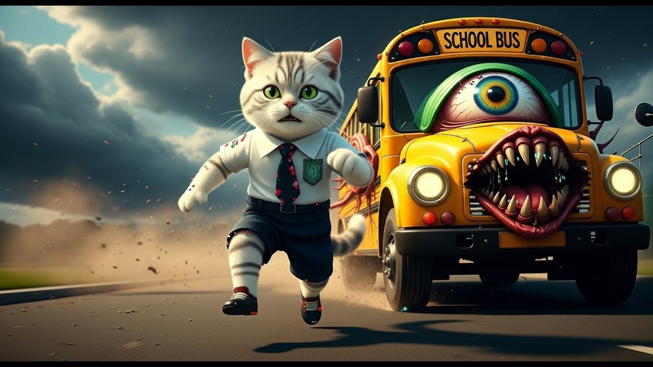 “Monster Bus Chases Baby Kitten 😱 | Scary but Funny Kids Story”