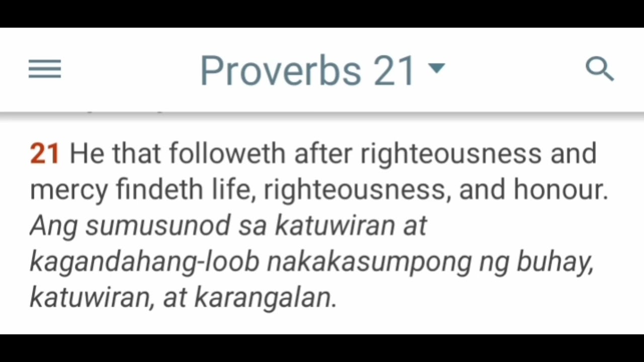Bible verse day 240 proverbs 21 21 english tagalog version youtube