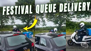 Dominos Delivery Driver Manages to Deliver an Order in a Festival Queue