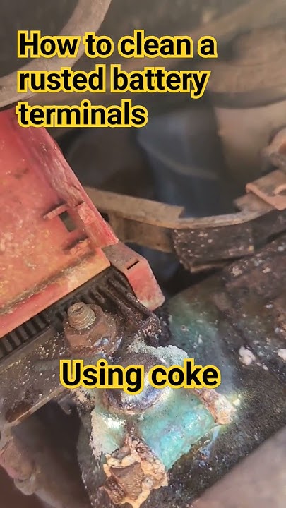 how to clean rusted (corroded) battery terminals using coke. easy hack