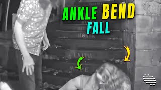 Lady’s Ankle Bends and She Falls Down the Stairs