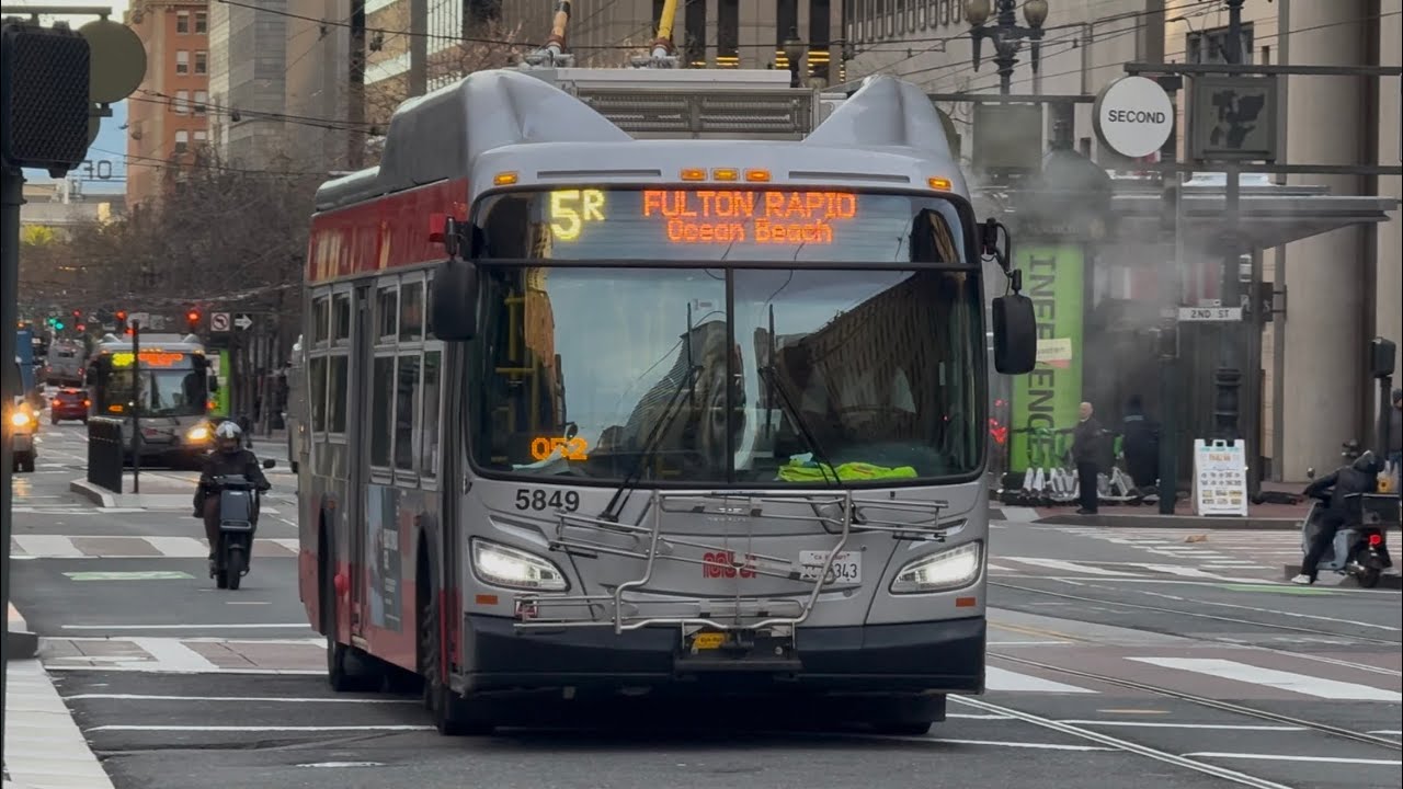 Westbound Route Announcement! SF Muni 2019 New Flyer XT40 5849 on 5R Fulton Rapid (1/2) [SD]