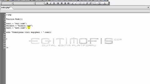 PHP 22  Fonksiyon Oluşturma