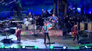 Paralympics closing ceremony - Coldplay - Hank riding 'The Snake' trike