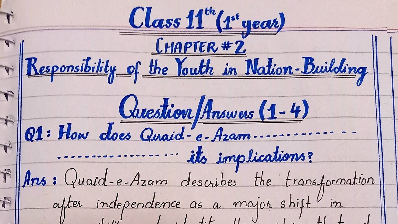 Class 11 English chapter 2 (Responsibility of the youth in Nation building) question answers 1-4 