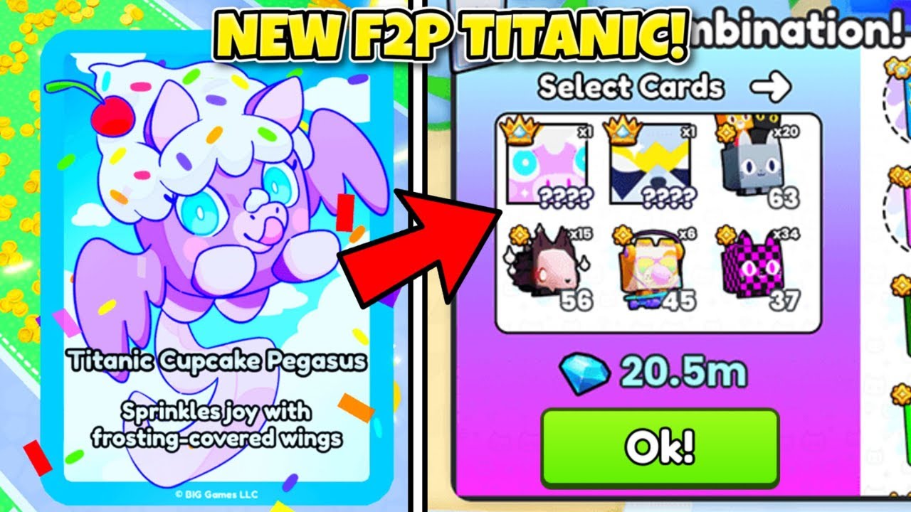 Get new F2P Titanic Cupcake Pegasus from PACKS in Pet Simulator 99