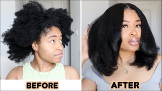 Natural Hair KINKY TO STRAIGHT ROUTINE (full body\/one product!)